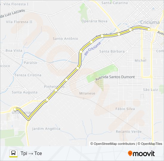 101A CENTENÁRIO VIA TPI-TCE bus Line Map