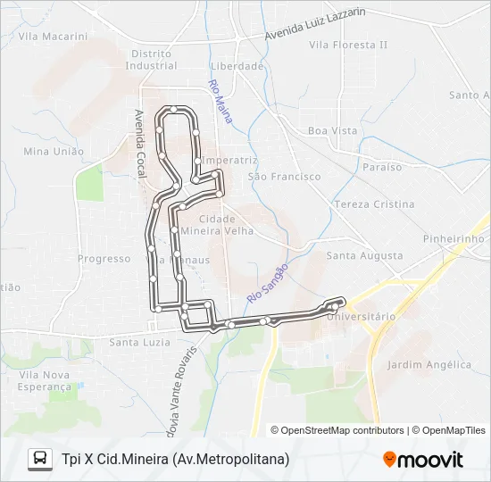 0304 MANAUS /CIDADE MINEIRA NOVA VIA AV.MONTENEGRO Bus Line Map