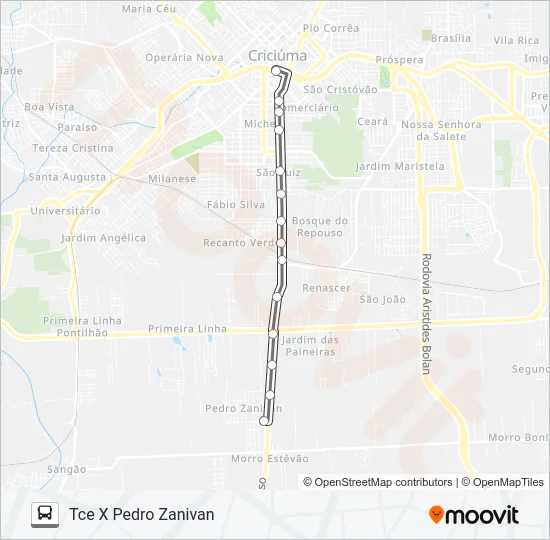 0205 PEDRO ZANIVAN /JARDIM ESTEVES /MORRO BONITO Bus Line Map