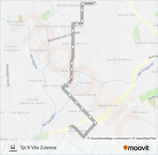 0312 VILA ZULEIMA VIA BOA VISTA /L.ANTHURIUN /PARQUE IMIGRANTES /TPI Bus Line Map
