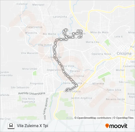0312 VILA ZULEIMA VIA BOA VISTA /L.ANTHURIUN /PARQUE IMIGRANTES /TPI Bus Line Map