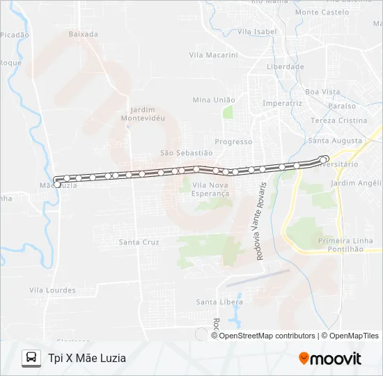 301A MÃE LUZIA VIA MONTEVIDÉO Bus Line Map