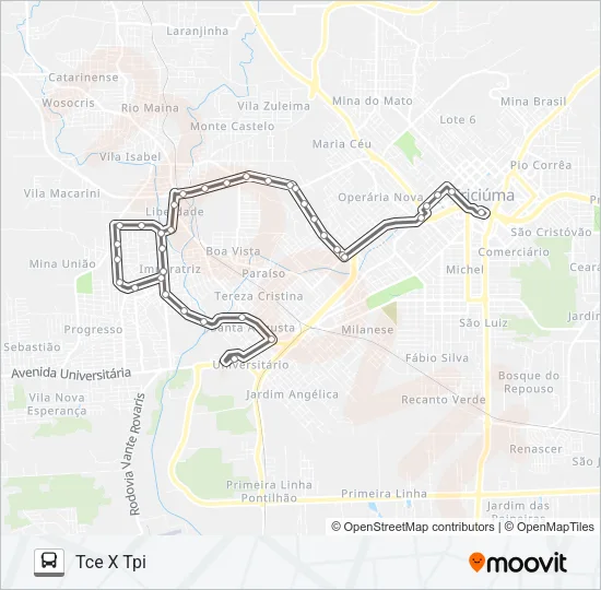 0506 CIDADE MINEIRA NOVA VIA RUA JOINVILLE Bus Line Map