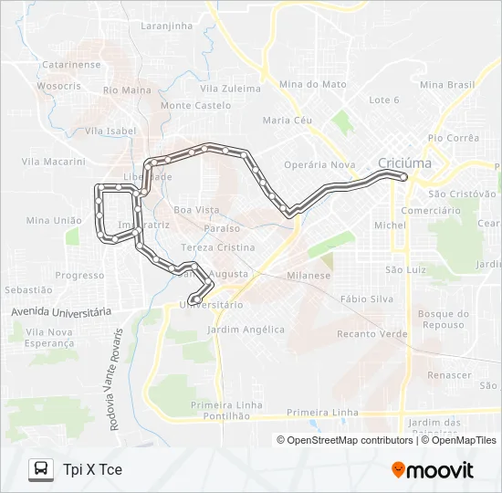 0506 CIDADE MINEIRA NOVA VIA RUA JOINVILLE Bus Line Map