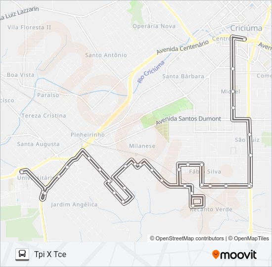 Mapa da linha 503B FABIO SILVA VIA RECANTO VERDE de ônibus