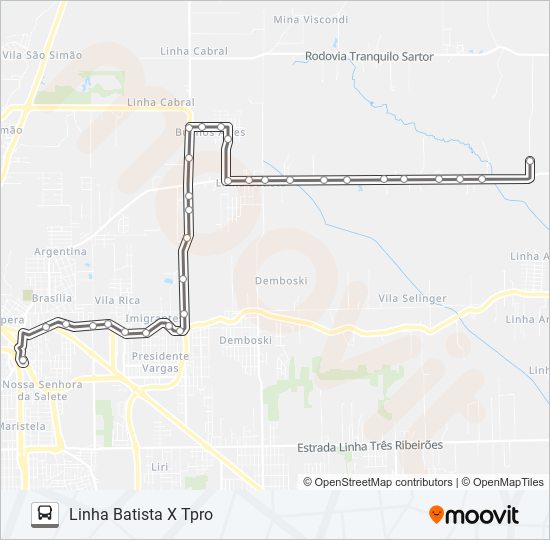 406H LINHA BATISTA VIA TOTALPLAST bus Line Map