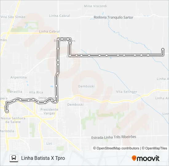 406H LINHA BATISTA VIA TOTALPLAST Bus Line Map