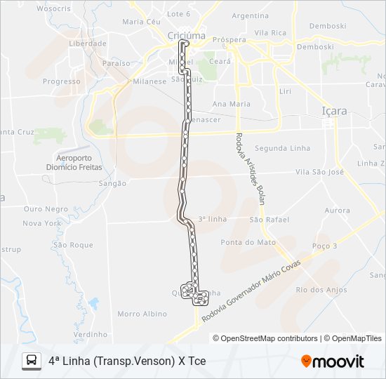 Mapa de 201A 4ª LINHA(POSTO SAÚDE/IGREJA) de autobús