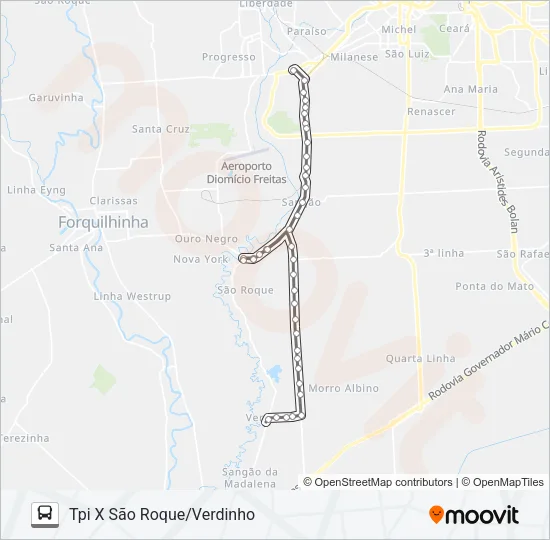 305A SÃO ROQUE/VERDINHO VIA IPARQUE/SANGÃO Bus Line Map