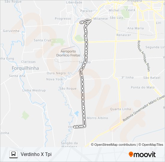 305A SÃO ROQUE/VERDINHO VIA IPARQUE/SANGÃO bus Line Map