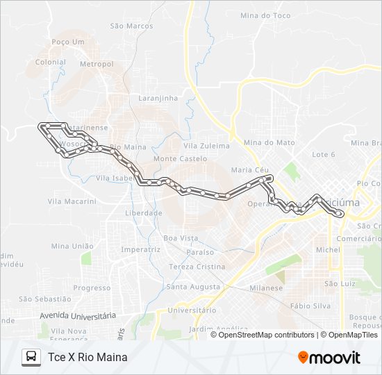 Mapa de 0200 RIO MAINA VIA HOSPITAL SANTA CATARINA de autobús