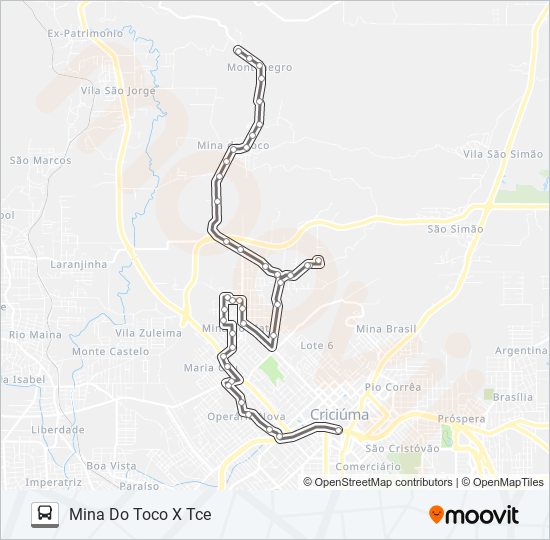 212B MINA DO TOCO(MONTENEGRO) /NASPOLINI /MARIA ZANETTE bus Line Map