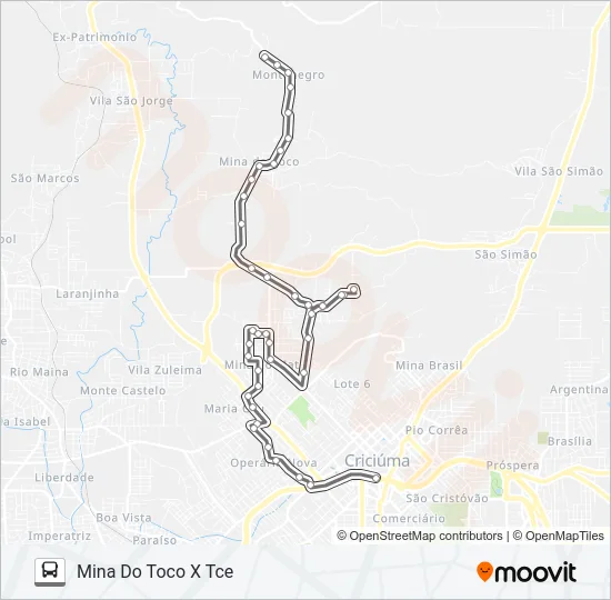 212B MINA DO TOCO(MONTENEGRO) /NASPOLINI /MARIA ZANETTE Bus Line Map