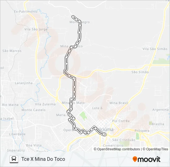 212B MINA DO TOCO(MONTENEGRO) /NASPOLINI /MARIA ZANETTE Bus Line Map