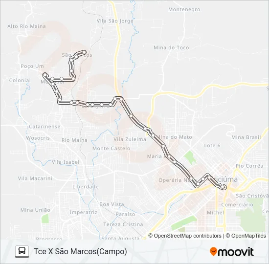 222A SÃO MARCOS VIA LARANJINHA/ESCOLA SILVA ALVARENGA/RIO BONITO Bus Line Map