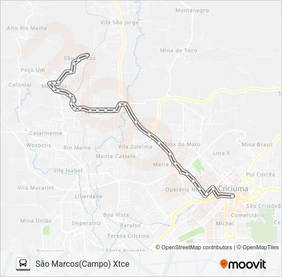 222A SÃO MARCOS VIA LARANJINHA/ESCOLA SILVA ALVARENGA/RIO BONITO Bus Line Map