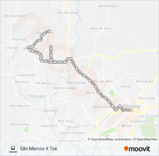 222D SÃO MARCOS VIA POLICLÍNICA /RIO BONITO /LARANJINHA Bus Line Map