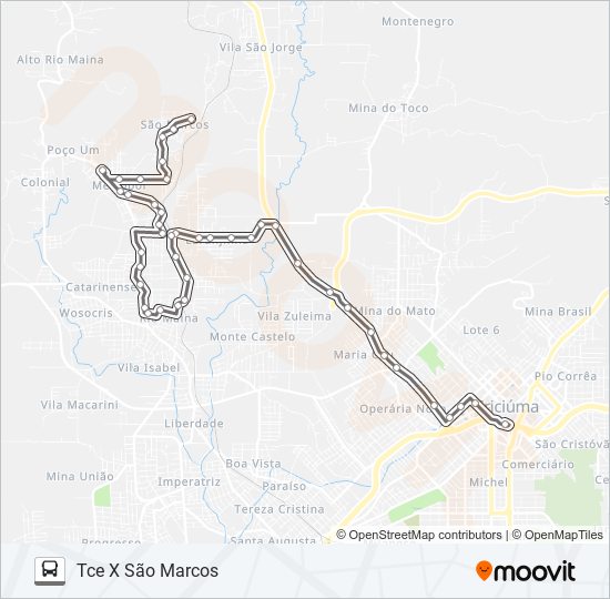 Mapa da linha 222D SÃO MARCOS VIA POLICLÍNICA /RIO BONITO /LARANJINHA de ônibus