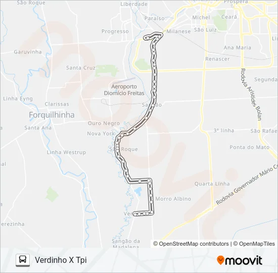 305B VERDINHO VIA IPARQUE/BOCA DA MINA/SÃO ROQUE Bus Line Map