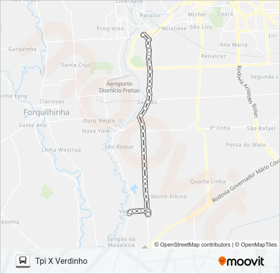305B VERDINHO VIA IPARQUE/BOCA DA MINA/SÃO ROQUE Bus Line Map