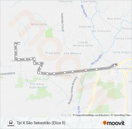 0309 SÃO SEBASTIÃO VIA SANTA LUZIA Bus Line Map