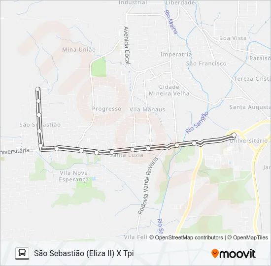 0309 SÃO SEBASTIÃO VIA SANTA LUZIA Bus Line Map