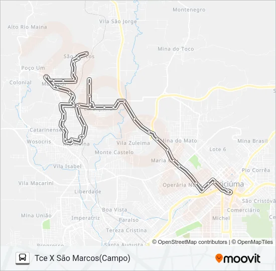 222C SÃO MARCOS VIA LARANJINHA/POLICLÍNICA/RIO BONITO Bus Line Map