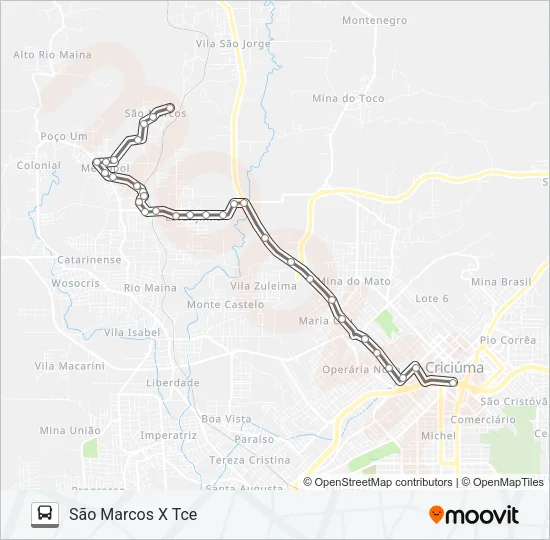 222C SÃO MARCOS VIA LARANJINHA/POLICLÍNICA/RIO BONITO Bus Line Map