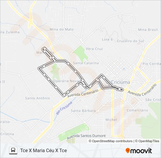 Mapa da linha 208A MARIA CÉU VIA OPERÁRIA de ônibus