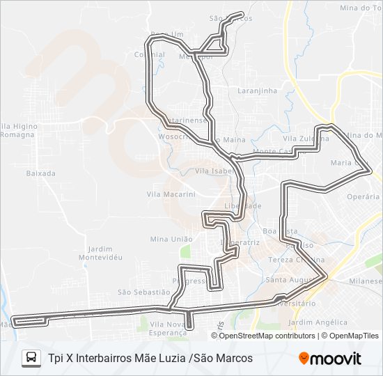 0700 TPI X INTERBAIRROS S.LUZIA/M.LUZIA/J.UNIÃO/MANAUS/C.MINEIRA/COLONIAL/S.MARCOS/V.ZULEIMAB.VVISTA bus Line Map