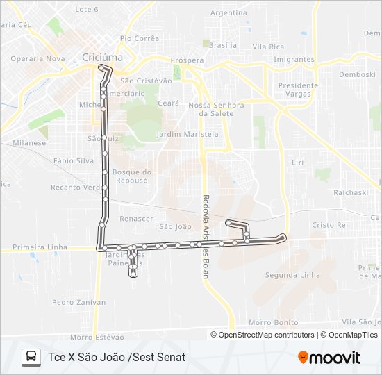 0213 PRIMEIRA LINHA /SÃO JOÃO bus Line Map