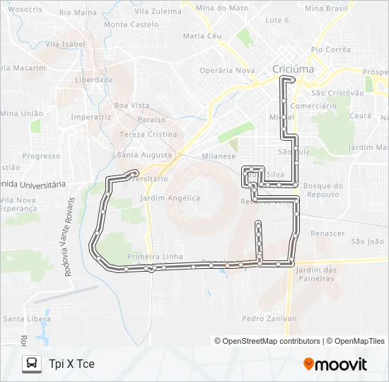 505C TPI /1ª LINHA / RECANTO VERDE /FABIO SILVA /TCE Bus Line Map