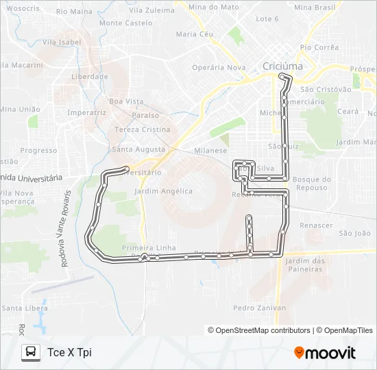 505C TPI /1ª LINHA / RECANTO VERDE /FABIO SILVA /TCE Bus Line Map