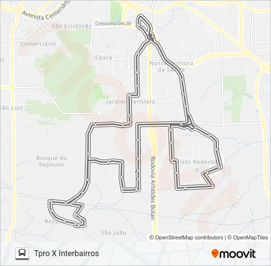 704D INTERBAIRROS CRISTO REDENTOR /ANA MARIA /RENASCER Bus Line Map