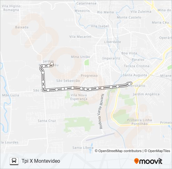 Mapa de 0300 MONTEVIDÉO VIA SÃO DEFENDE de autobús