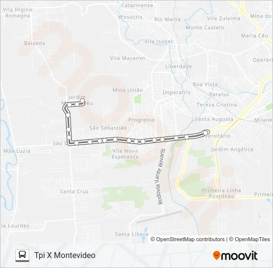 0300 MONTEVIDÉO VIA SÃO DEFENDE Bus Line Map