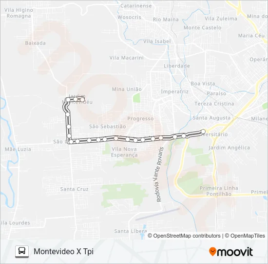 0300 MONTEVIDÉO VIA SÃO DEFENDE Bus Line Map