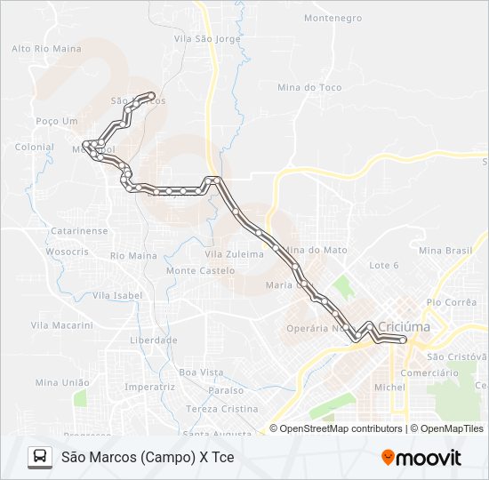 Mapa da linha 0222 SÃO MARCOS VIA LARANJINHA/RIO BONITO de ônibus