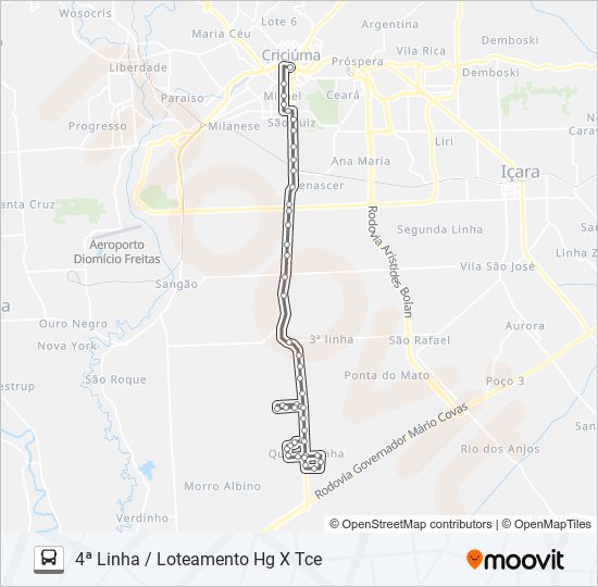 201D 4ª LINHA VIA LOTEAMENTO HG bus Line Map