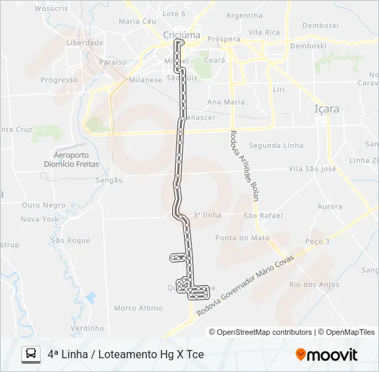 201D 4ª LINHA VIA LOTEAMENTO HG Bus Line Map