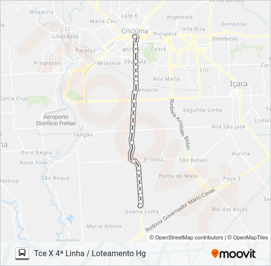 201D 4ª LINHA VIA LOTEAMENTO HG Bus Line Map