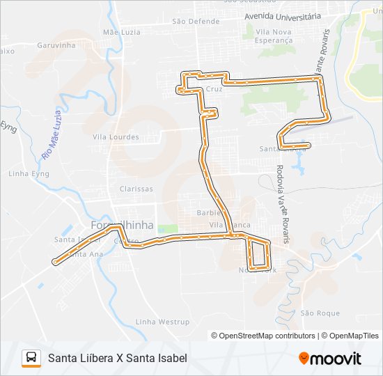 105A. SANTA ISABEL / SANTA LÍBERA bus Line Map