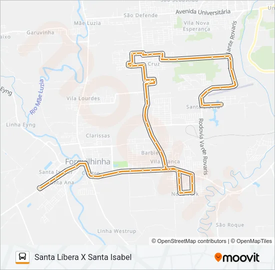 105A. SANTA ISABEL / SANTA LÍBERA Bus Line Map