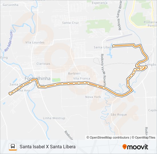 Mapa de 105A. SANTA ISABEL / SANTA LÍBERA de autobús