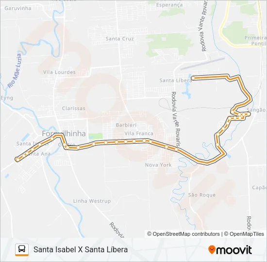 105A. SANTA ISABEL / SANTA LÍBERA Bus Line Map