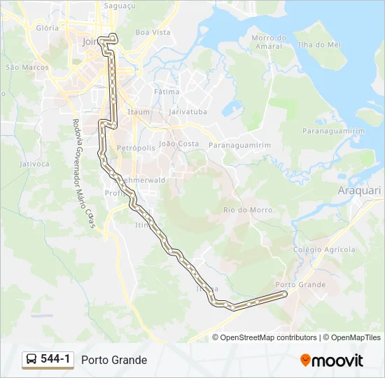 Mapa da linha 544-1 de ônibus