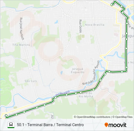 50 TRONCAL TERMINAL BARRA / TERMINAL CENTRO Bus Line Map