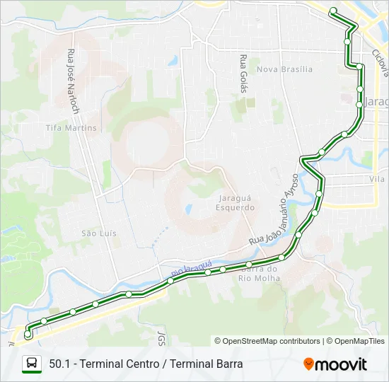 50 TRONCAL TERMINAL BARRA / TERMINAL CENTRO Bus Line Map