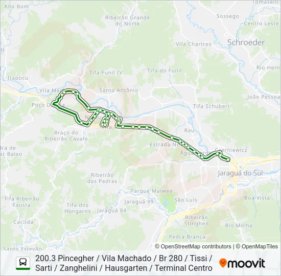 200 NEREU Bus Line Map