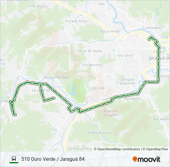 510 OURO VERDE / JARAGUÁ 84 Bus Line Map